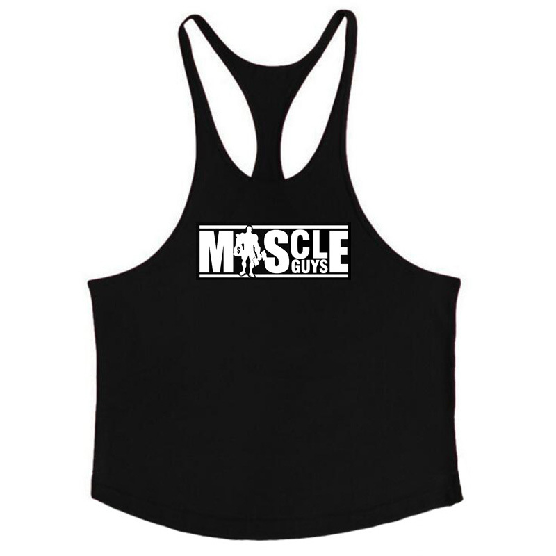 Bodybuilding and Fitness Exercise Deep Digging Thin Shoulder Strap Pure Cotton Fitness Tank Top_voghion.com