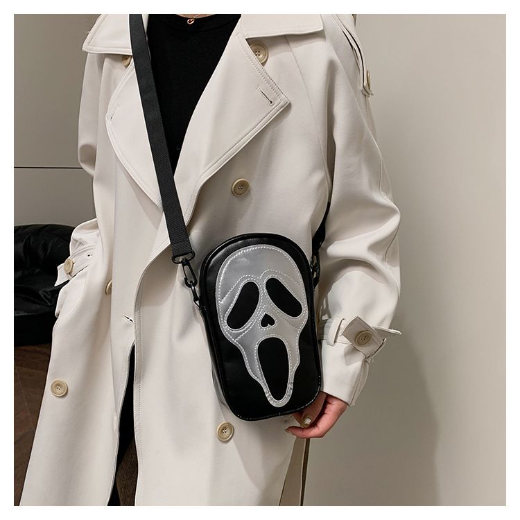 Funny Skull Crossbody Bag For Women - Gothic Halloween PU Shoulder Purse With Phone Pocket & Zipper Closure (Multiple Colors)_voghion.com