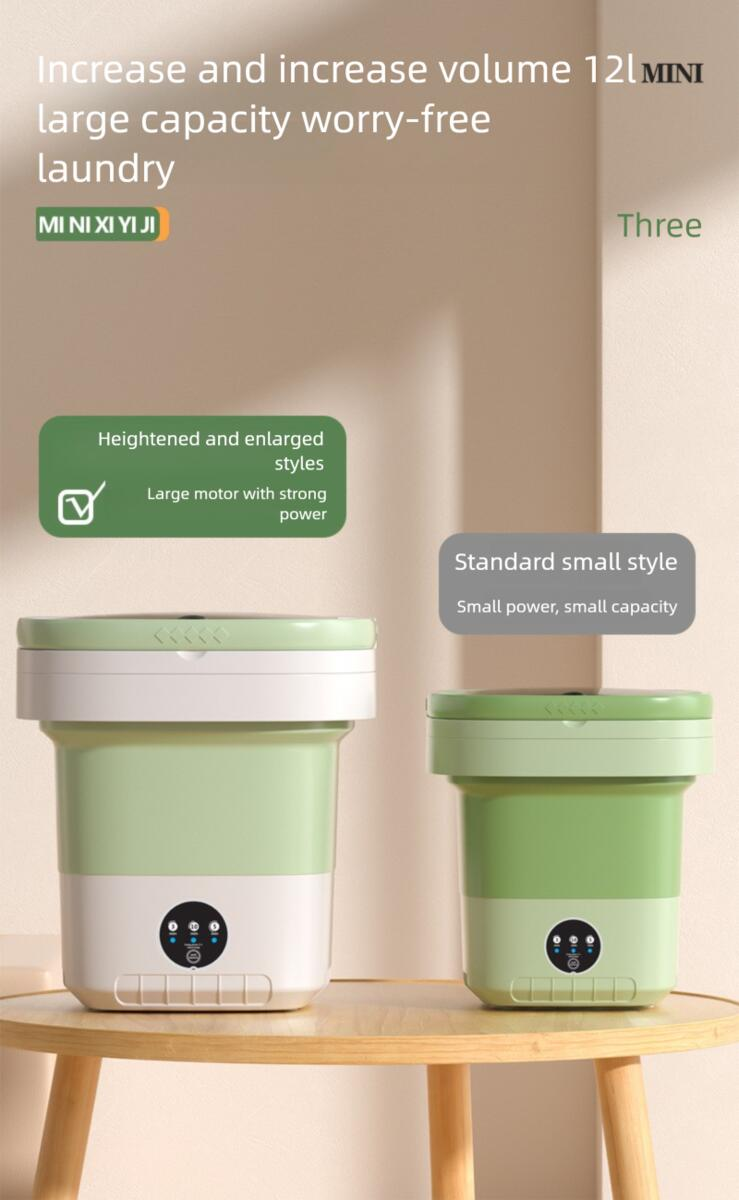 Mini lavatrice pieghevole con centrifuga, completamente automatica per calzini e biancheria intima._voghion.com