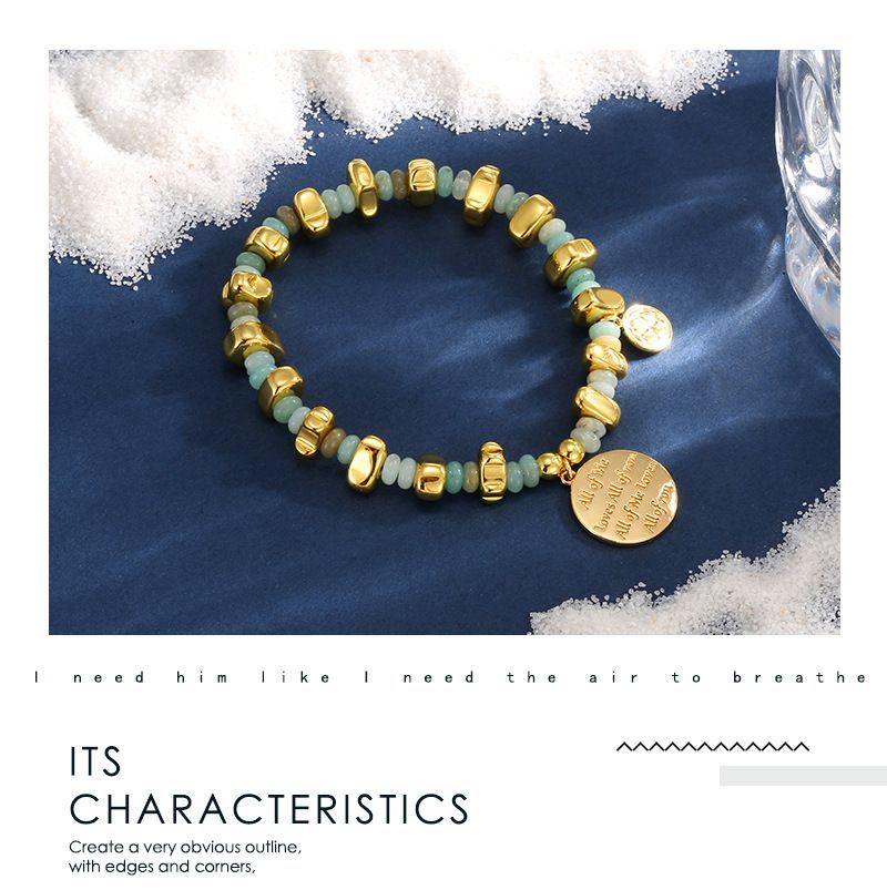 Braceletten & Armrängen Einfach Gravur fir Léift auszedrécken Bracelet Moud Héichwäerteg Chalcedonperlen_voghion.com