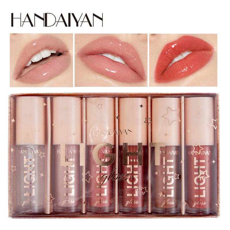 Explosive HANDAIYAN Mirror Water Gloss Liquid Lacquered Glass 6 Pack Lipstick Set Gift Box_voghion.com