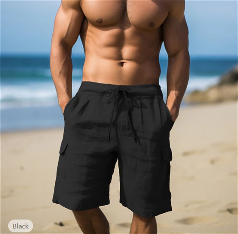 Men's Clothing Summer Men's Work Shorts Multi Pocket Drawstring Pants Men's Beach Shorts_voghion.com