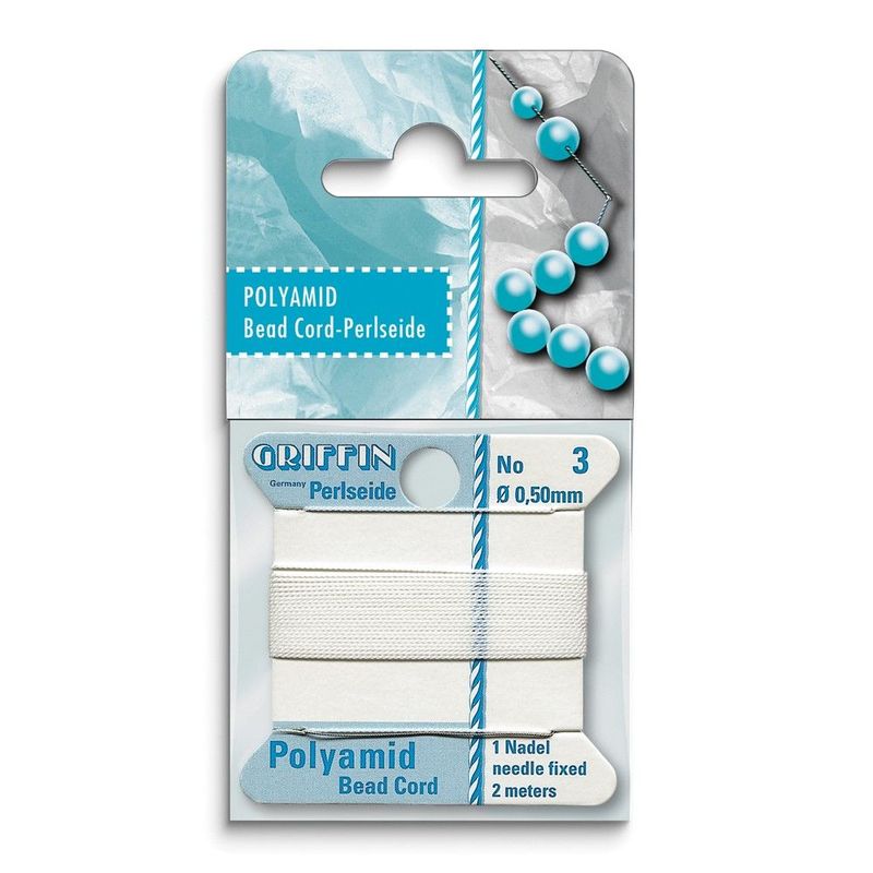 Griffin White Nylon (Polyamid) Size 4 Bead Cord_voghion.com