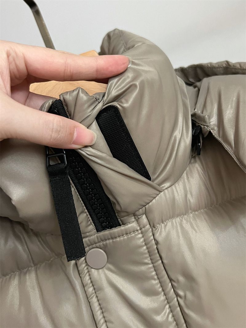 Women's Puffer Down Vest With Hood - Thickened White Goose Feather Filling, Lightweight & Warm Winter Coat (Gray, Black, Brown, Beige)_voghion.com