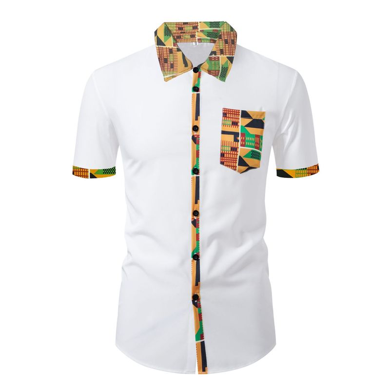 Sommer Herrenmode Lässiges 3D-Digitaldruck-Taschen-Umlegekragen-Kurzarmhemd mit Vier-Wege-Stretch für Herren_voghion.com