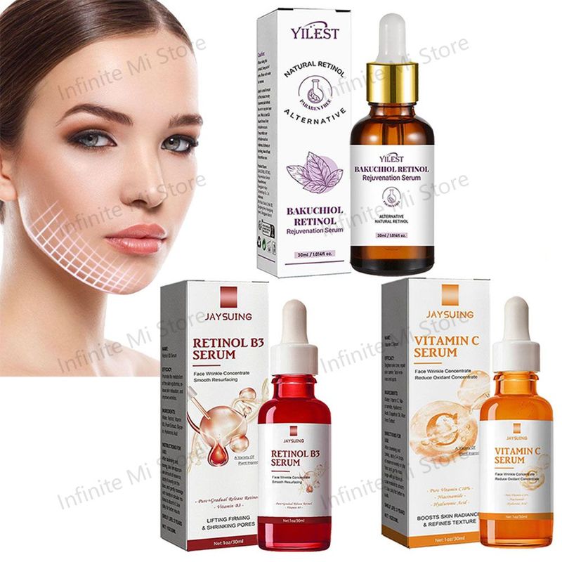 Siero viso al retinolo B3, siero liquido alla vitamina C per il viso, acido ialuronico, prodotto per la cura della pelle idratante e nutriente_voghion.com