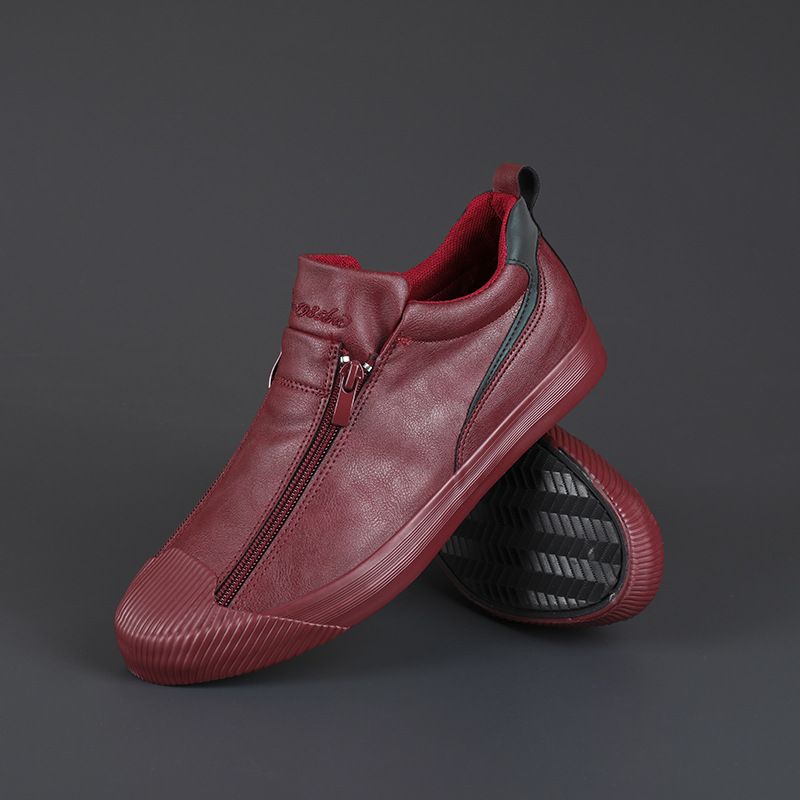 2024 Frühjahr neue Herrenschuhe modische Schuhe Herren Doppelreißverschluss Freizeitschuhe Herren Boardschuhe vielseitig trendige warme Lederschuhe_voghion.com