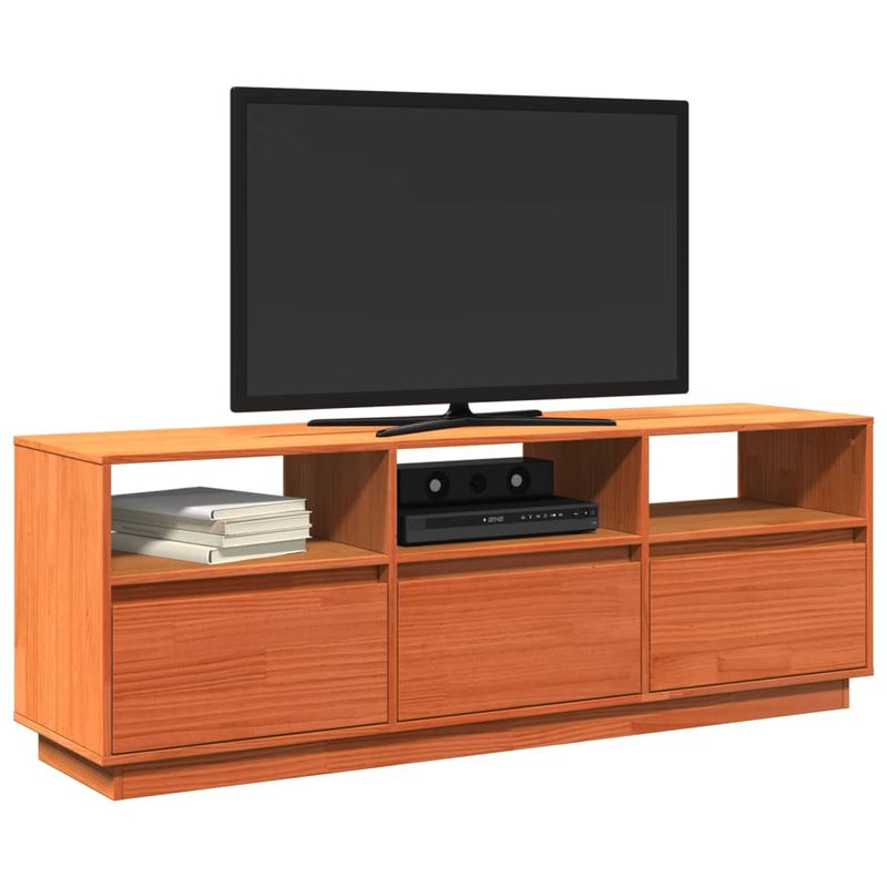 TV-Schrank Wachsbraun 140x37x50 cm Massivholz Kiefer_voghion.com
