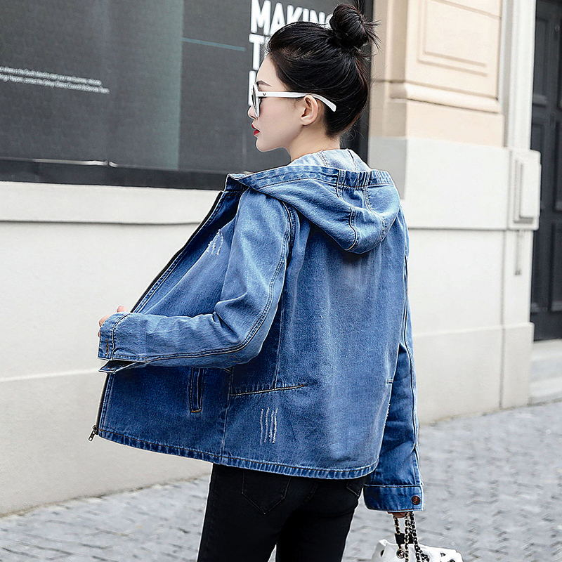 Jaqueta e casacos jeans com capuz para mulheres 2023 nova primavera outono casual jaqueta jeans curta Chaqueta Mujer Casaco Jaqueta_voghion.com