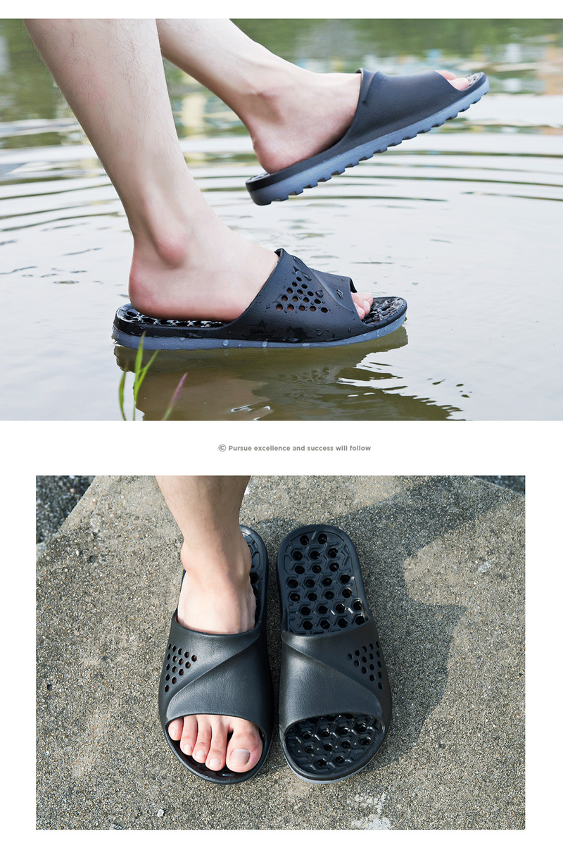 Men Slides Flip-Flops Indoor Party Fabric Leather Waterproof Lightweight Flip Flops_voghion.com