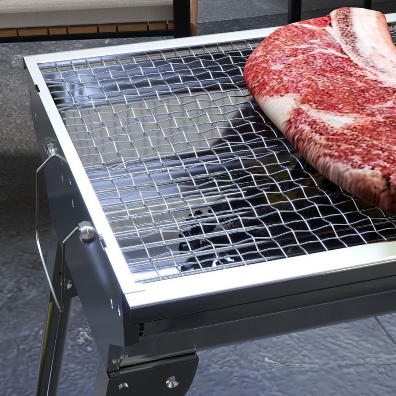 E barbecue pieghevole in acciaio inox da picnic, per grigliate all'aperto, portatile, per campeggio, feste, per cortile, cucina, trav_voghion.com