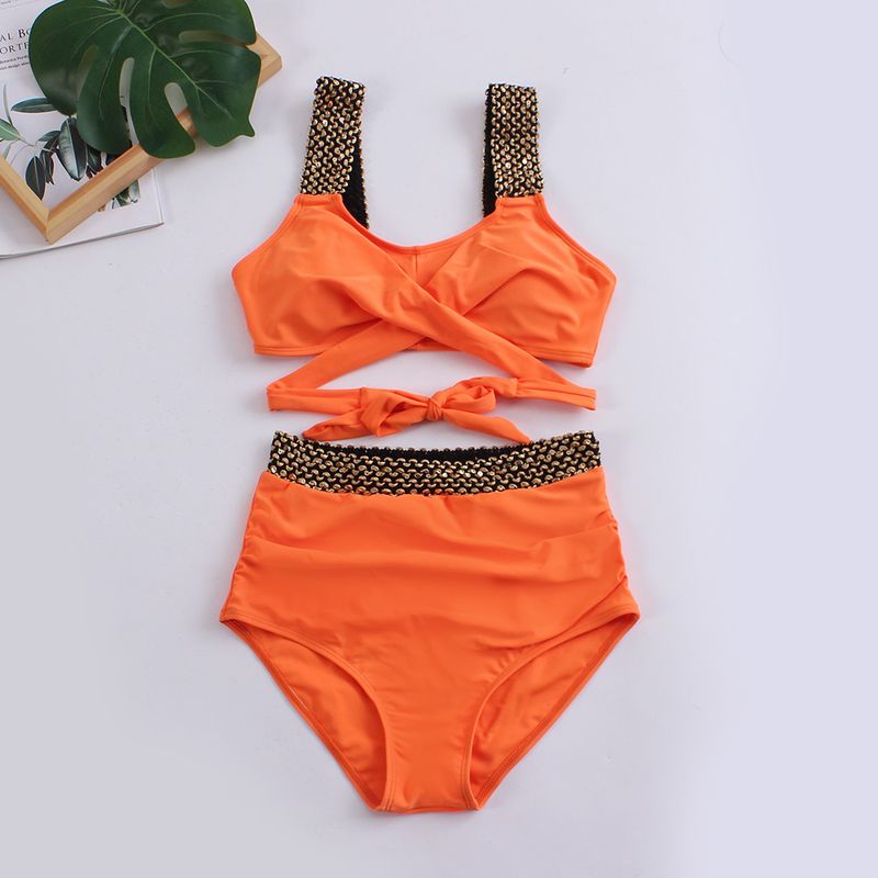 Swimsuit Women's Sexy Split Size Chest Gathering Straps Bikini High Waist Slim Plus Size_voghion.com