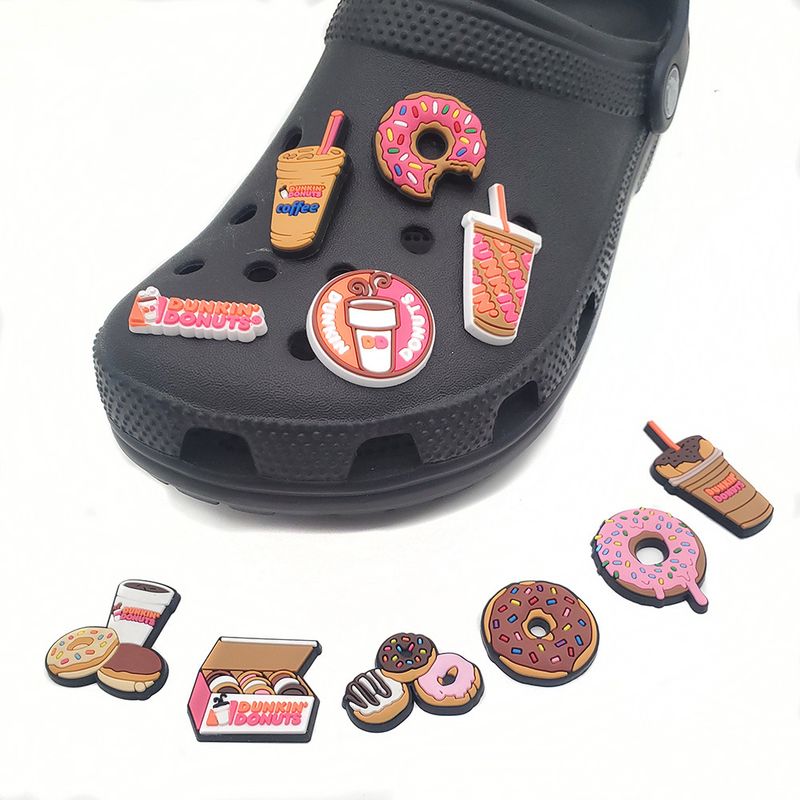 Donut Milk Tea Cute Shoe Flower Shoe Buckle Soft Glue Removable Decorative Buckle_voghion.com