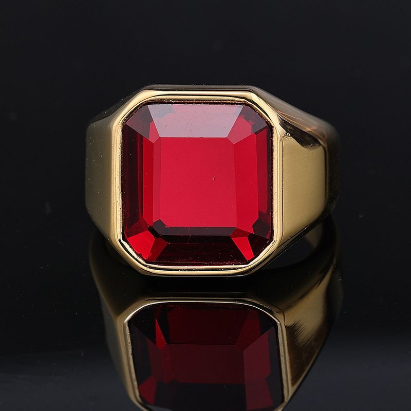 Anello da uomo in acciaio al titanio con pietra preziosa nera lucida, stile semplice, pronto per la spedizione_voghion.com