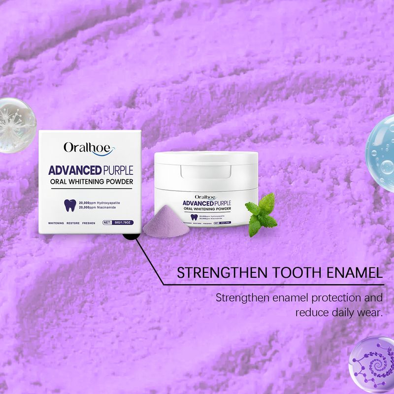 ORALHOE Lila Zahnpulver Reinigung Aufhellung Frischer Atem Geruch Reinigung Schönheit Zähne Zahnfleisch Pflege Oral_voghion.com