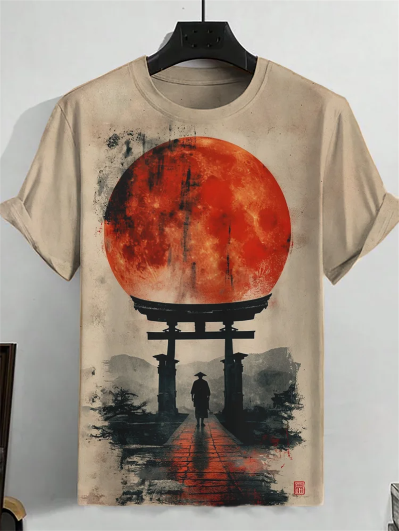 Japanese Ukiyo-e Graphic T Shirt Men Animal Waves Sun 3D Printed T-Shirts Casual Short Sleeve Tees Outdoor Oversized O-Neck Tops_voghion.com