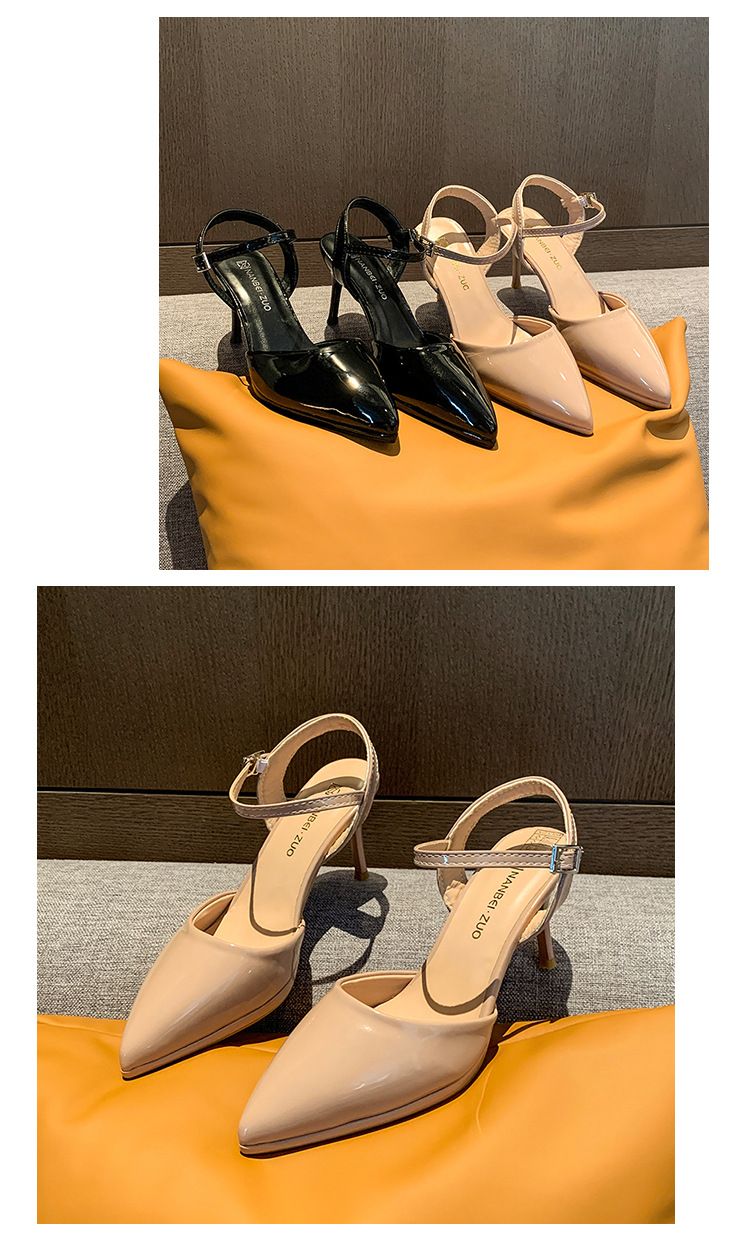 Modischer, spitzer, übergroßer, gerader Schnallenriemen, schmaler Absatz, lässige und trendige High Heels, vielseitige Zehenabdeckung,_voghion.com