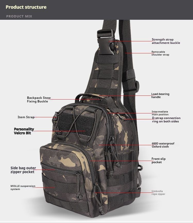 New Oxford cloth 600D encrypted enlarged camouflage chest bag shoulder bag outdoor bag crossbody bag tactical small chest bag_voghion.com
