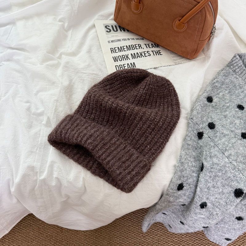 Berretto morbido da donna, in lana lavorata a maglia, con risvolto, per coppia, con paraorecchie, semplice, versatile, tinta unita, autunno inverno, caldo_voghion.com