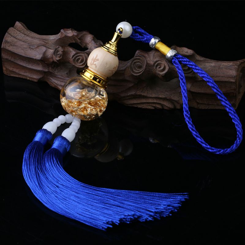 Ornamento da appendere alla bottiglia di vetro, specchietto retrovisore, base in lamina d'oro, ciondolo a forma di zucca con doppia punta, decorazione per interni auto_voghion.com