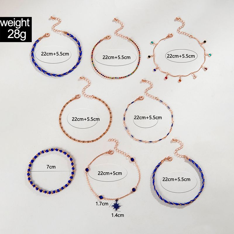 Bohemian Ethnic Retro Women Beach Vacation Foot Chain Shell Multi-layer Foot Chain Scallop Foot Chain 5-piece Set Women_voghion.com