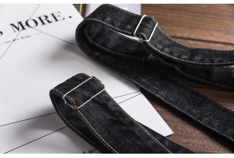 Sokotoo Herr slim patch ficka denim haklappsoverall Casual svarta hängslen jumpsuits Jeans T221102_voghion.com
