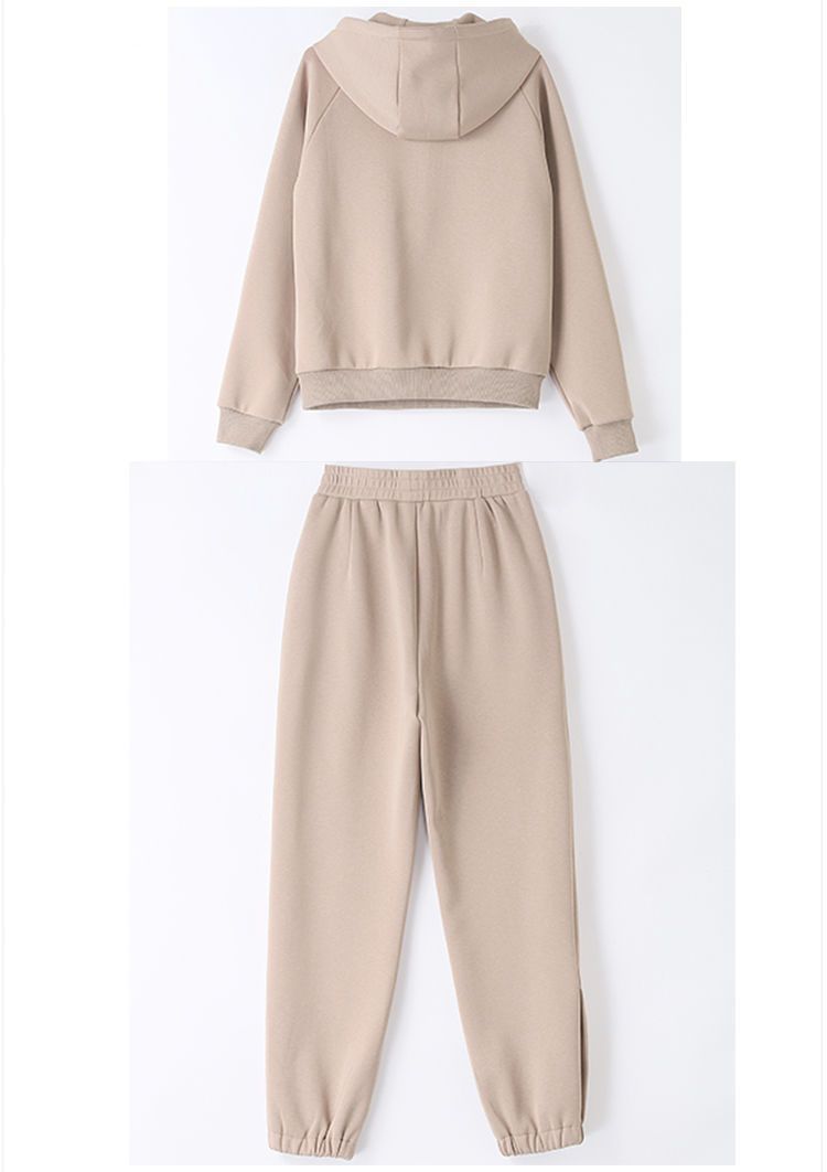 Felpa con cappuccio sportiva casual alla moda da donna, set da due pezzi, primavera e autunno 2025_voghion.com
