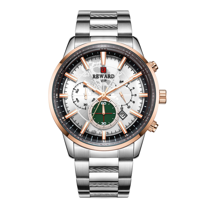 RICOMPENSA Nuovo prodotto 81005 Orologio da uomo multifunzionale con cinturino in acciaio con calendario al quarzo impermeabile a sei pin_voghion.com