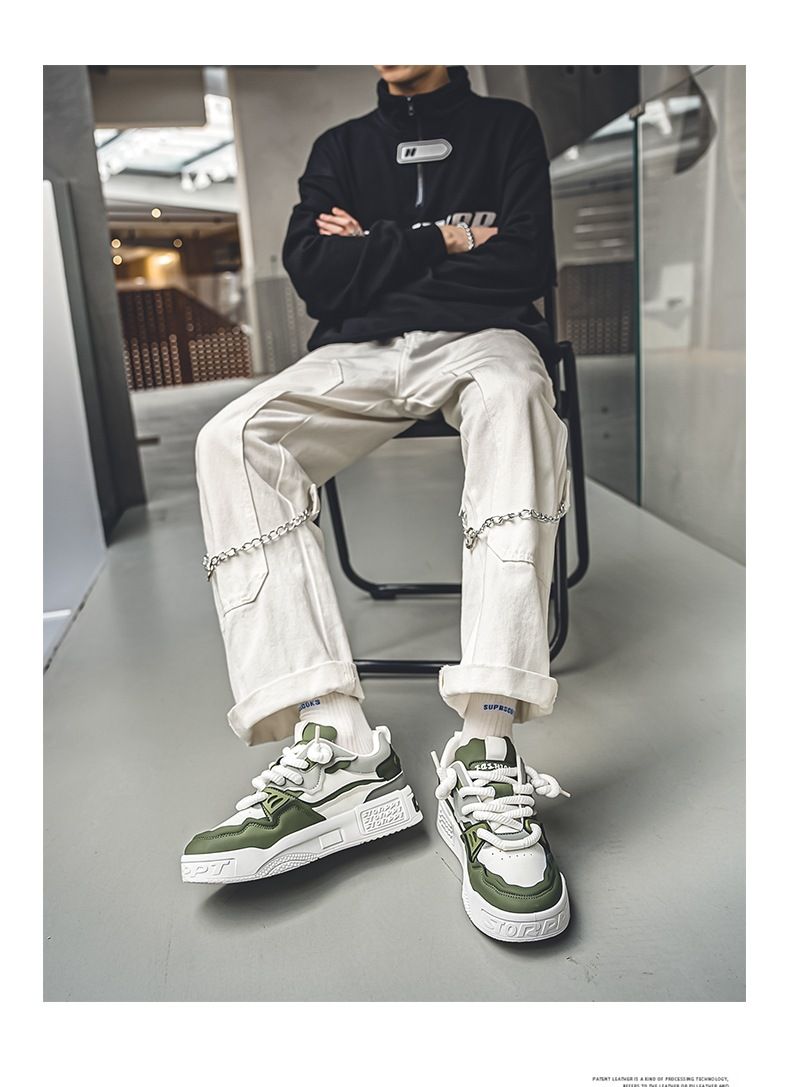 Lässige Herren-Sneaker, atmungsaktiv, runde Zehenpartie, rutschfest, flache Sohle, modische Sportschuhe für Jugendliche, rutschfeste Sportschuhe für Jugendliche_voghion.com