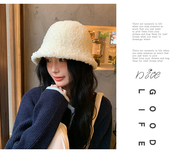 Herfst en winter Nieuwe Koreaanse pluche damesgezicht met kleine pothoed Outdoor Warme effen kleur Eenvoudige zoete emmerhoed_voghion.com