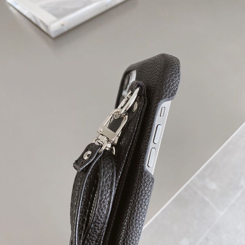 Mobile phone case purse card holder mobile phone case suitable for iPhone15 mobile phone case Apple 14pmax litchi pattern protective cover_voghion.com