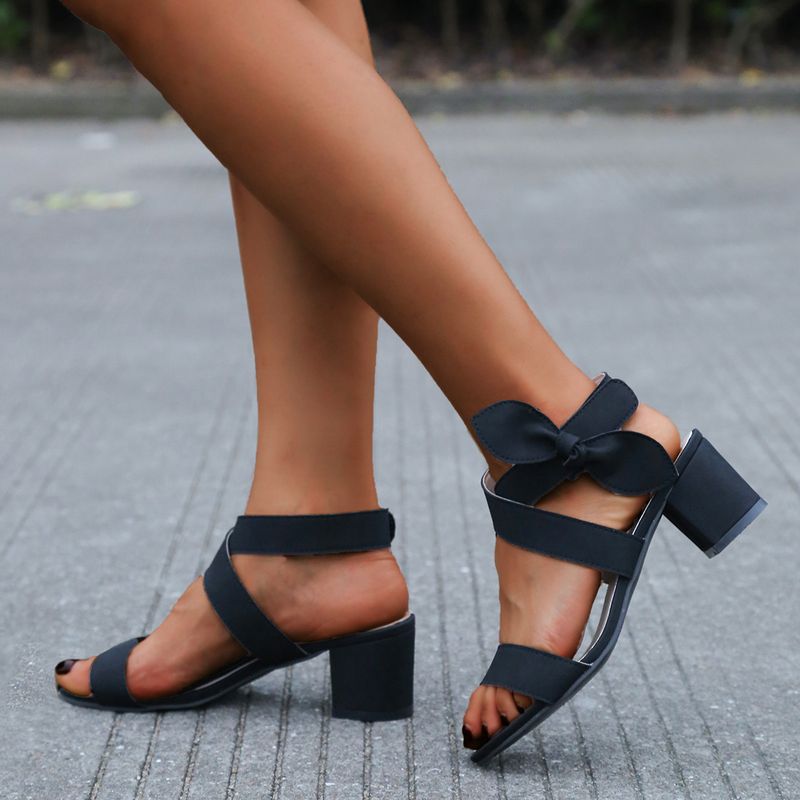 2025 Summer New Large Women's High Heel Sandals Cross Tie Side Bow Design Style_voghion.com
