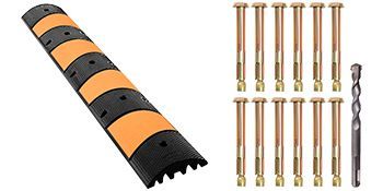 VEVOR Rubber Speed Bump, 2 Pack 2 Channel Speed Bump Hump, 72.8" Long Modular Speed Bump Rated 22000 LBS Load Capacity, 72.8 X 12.2 X 2.2 Garage Speed Bump For Asphalt Concrete Gravel Driveway-6 FT_voghion.com