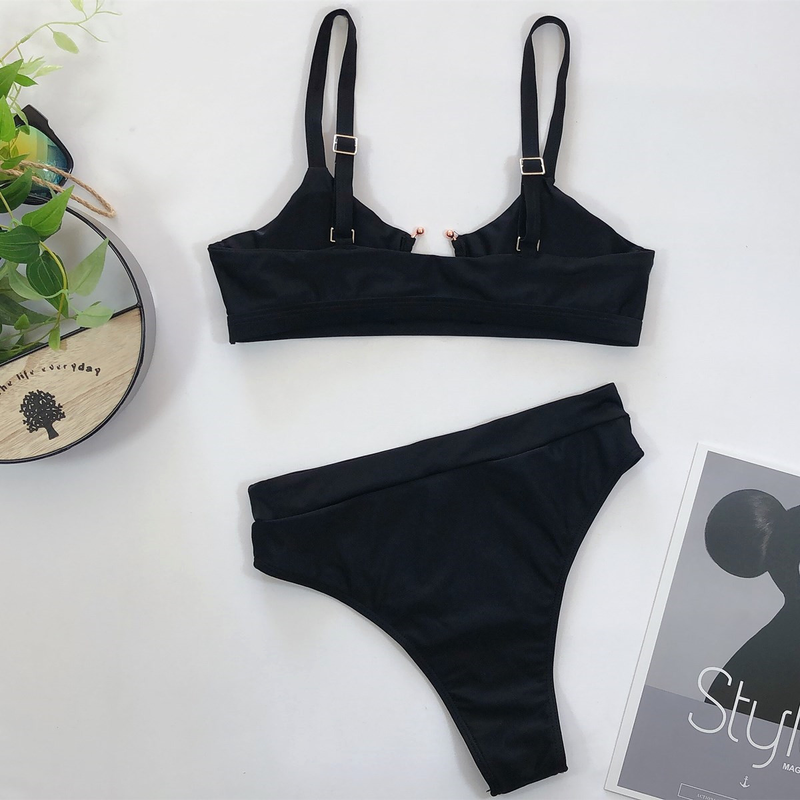 Maillot de bain femme maillot de bain fendu vert imprimé léopard bikini nouveau maillot de bain couleur unie_voghion.com