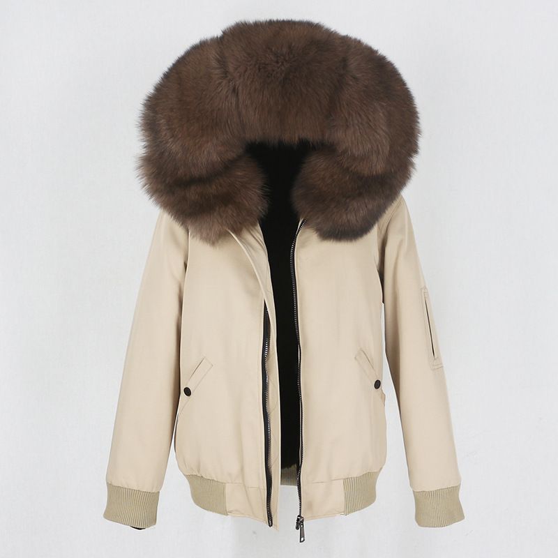 Women's Clothing New Style Parka With Thickened Artificial Fur Lining, Detachable Real Fur Large Fur Collar Jacket For Women_voghion.com
