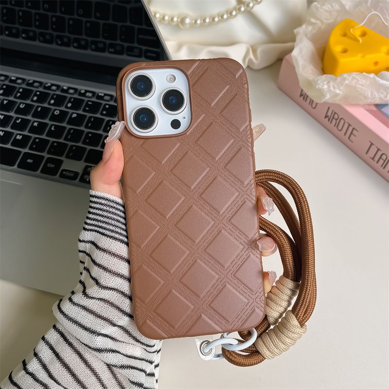 Custodia per telefono antiurto con cordino in pelle di lusso per iPhone 16 15 14 13 12 Pro Max, protezione per fotocamera, cover posteriore_voghion.com