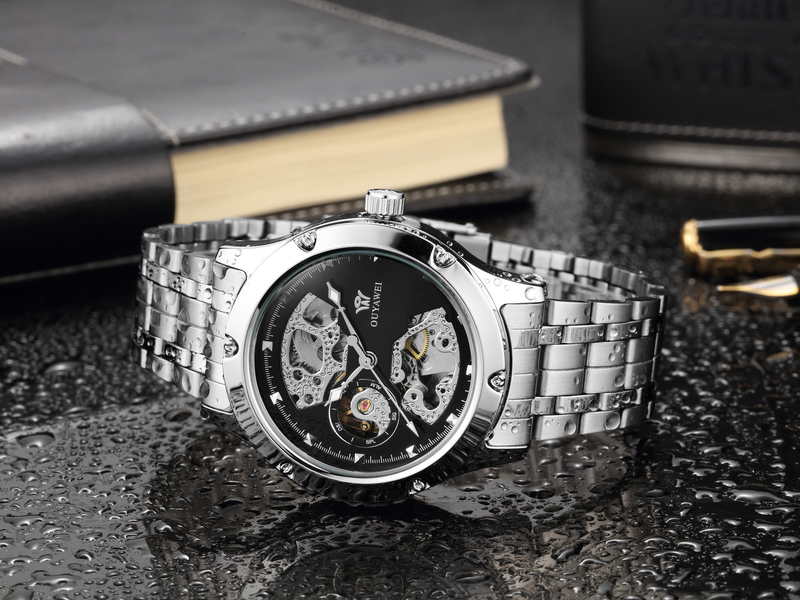 OUYAWEI nuovo orologio da uomo impermeabile con cinturino in acciaio tourbillon fondo cavo orologio meccanico completamente automatico_voghion.com