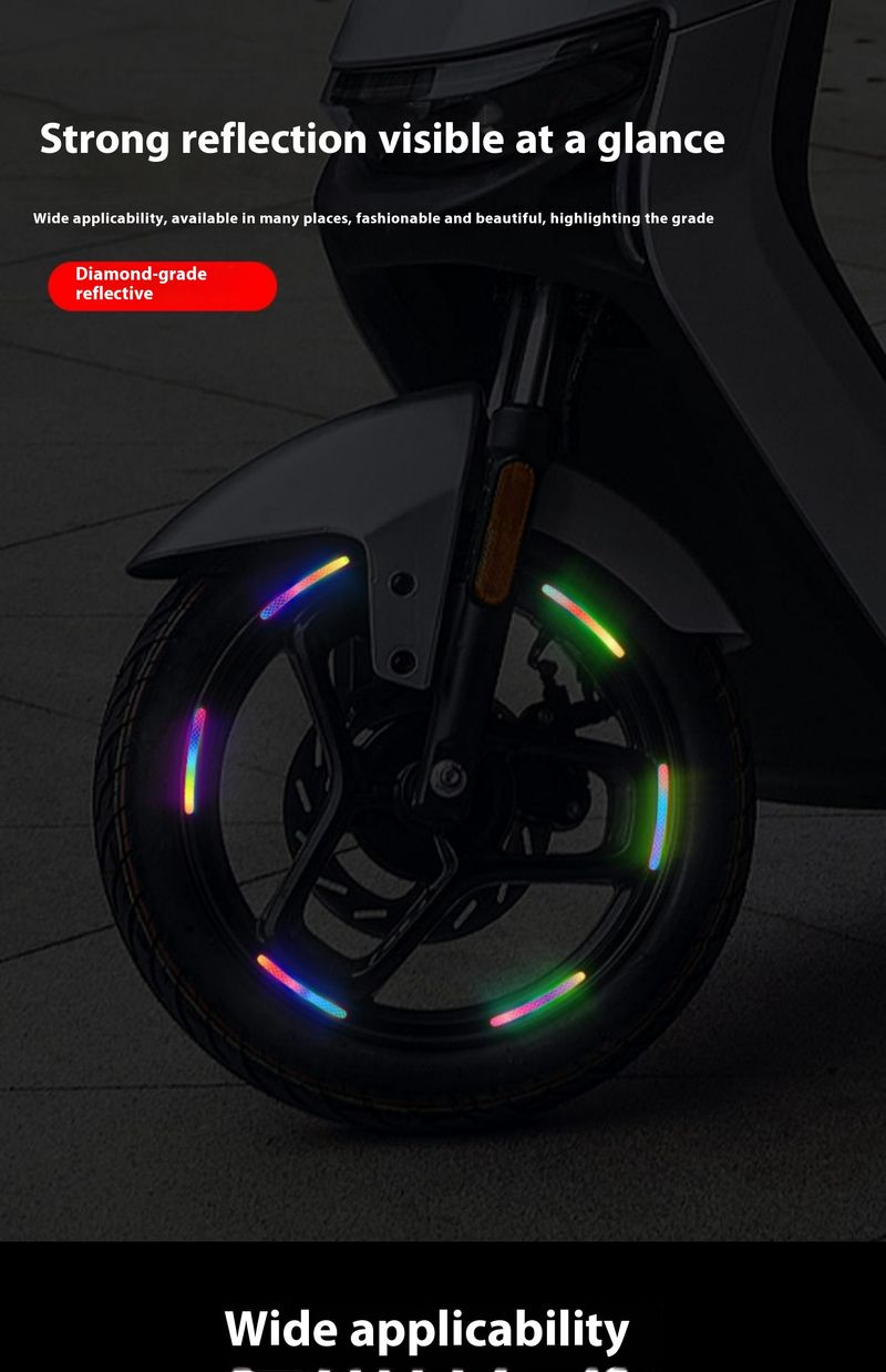 Autocolant reflectorizant colorat pentru butucul roții, autocolant reflectorizant universal pentru biciclete electrice, bandă reflectorizantă autoadezivă_voghion.com