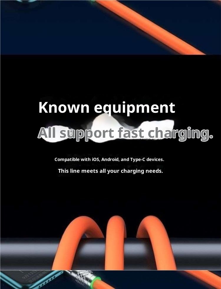 Câble de charge Digitex Bold 240W Flash Data 3-en-1 compatible avec les téléphones portables Huawei, VIVO, Xiaomi et OPPO (6 A)_voghion.com