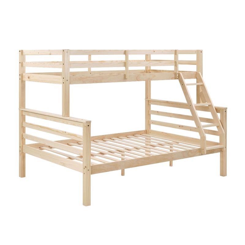 Twin Over Full Bunk Bed With Thick Posts,Wooden Bunk Bed With High Guardrail And Ladder For Kids, Teens, Dorm Rooms, And Guest Rooms,No Box Spring Needed,Natural_voghion.com