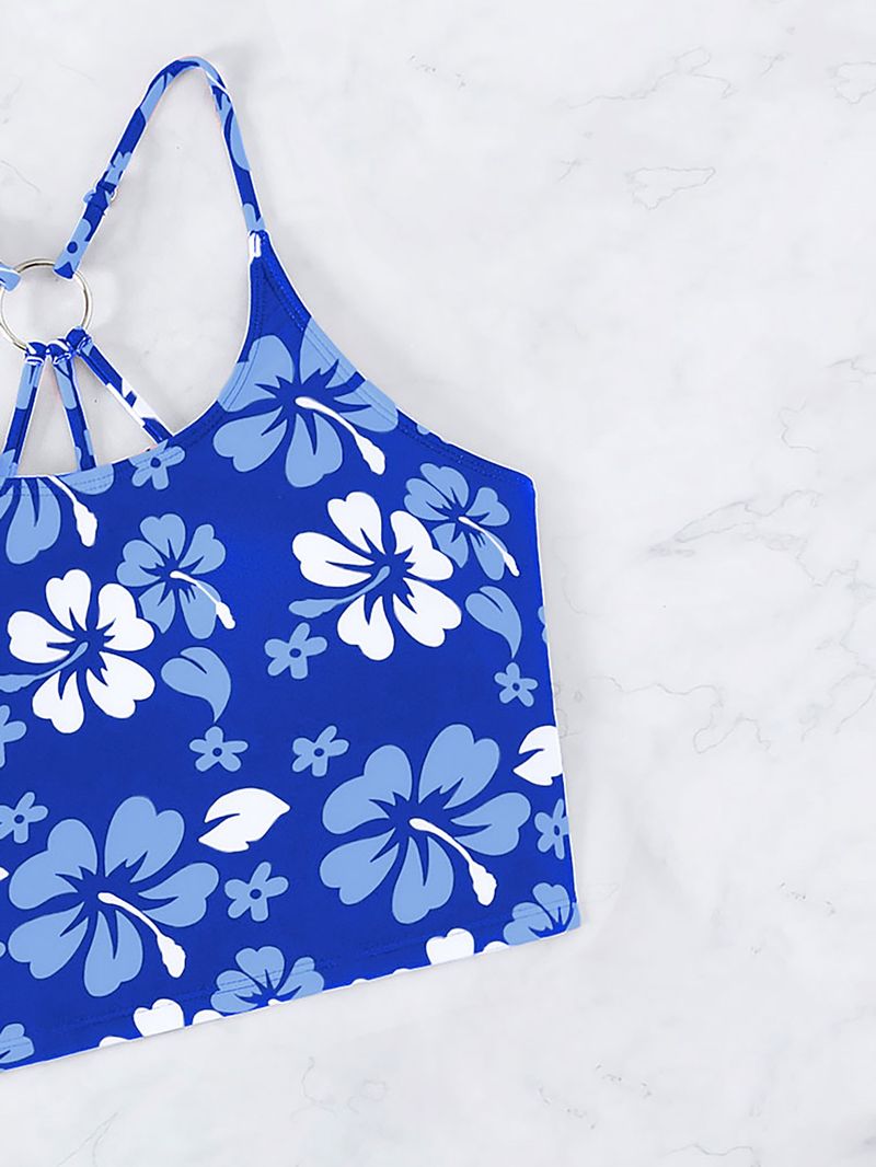 Ženska oblačila Tankini Tisk Boksarice z visokim pasom Konzervativne bikini Razcepljene kopalke Kopalke_voghion.com