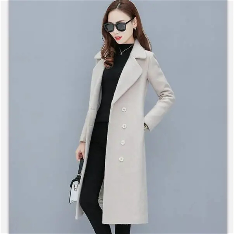 Female Woolen Coat Veet 2023Women's Double-Breasted Woolen Coat Spring And Autumn Woolen Coat Fashion Suit Collar_voghion.com