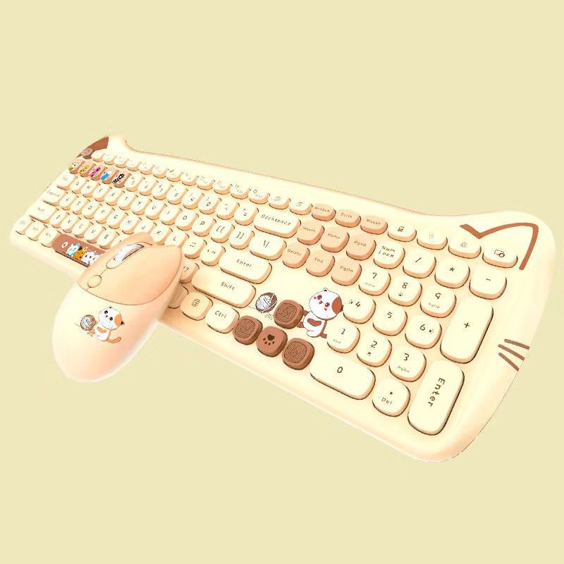 Mofii Gradient Kitty Pink Cute Small Wireless Keyboard Mouse For Girls Quiet And Silent_voghion.com