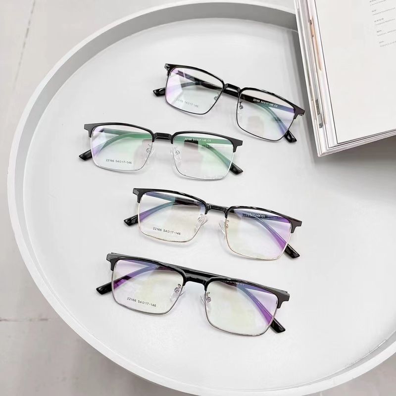 Ramă metalică pentru sprâncene, stil business, jumătate de ramă metalică, plată, pătrată, artistică, anti-lumină albastră, pentru miopia bărbaților, stil business nou_voghion.com