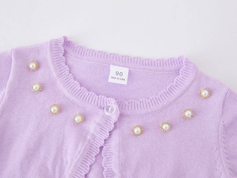 Mit Glitzer verzierte Strickjacke für Mütter und Kinder für Mädchen – Langärmliger Pullover mit offener Vorderseite aus weicher Baumwollmischung, perfekt für Kleider und formelle Anlässe_voghion.com