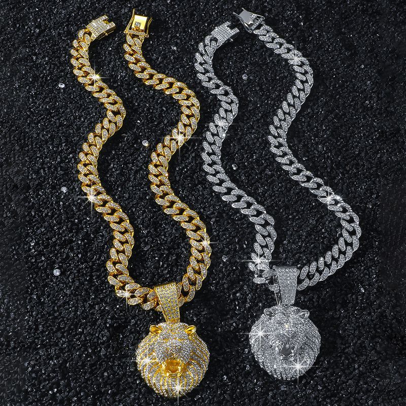 European And American New Men's Chain Hip-hop Style Personalized Animal Lion Pendant Necklace_voghion.com