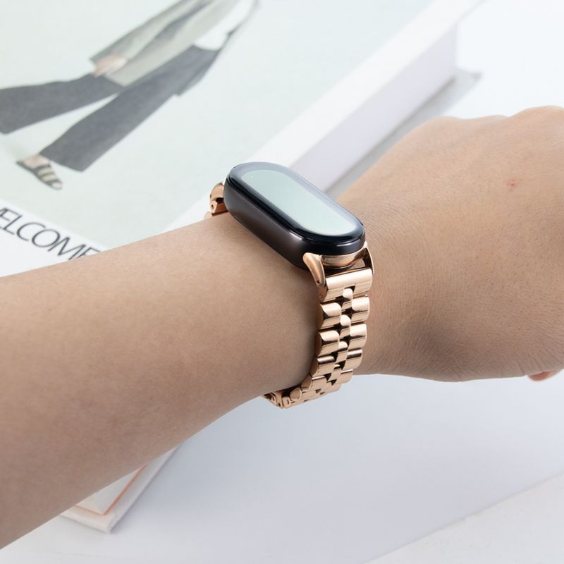 Rostfritt stålarmband för Xiaomi Band 9 8 metallarmband för MiBand9 Miband8 klockarmbandsersättning Sport Link armband Correa_voghion.com