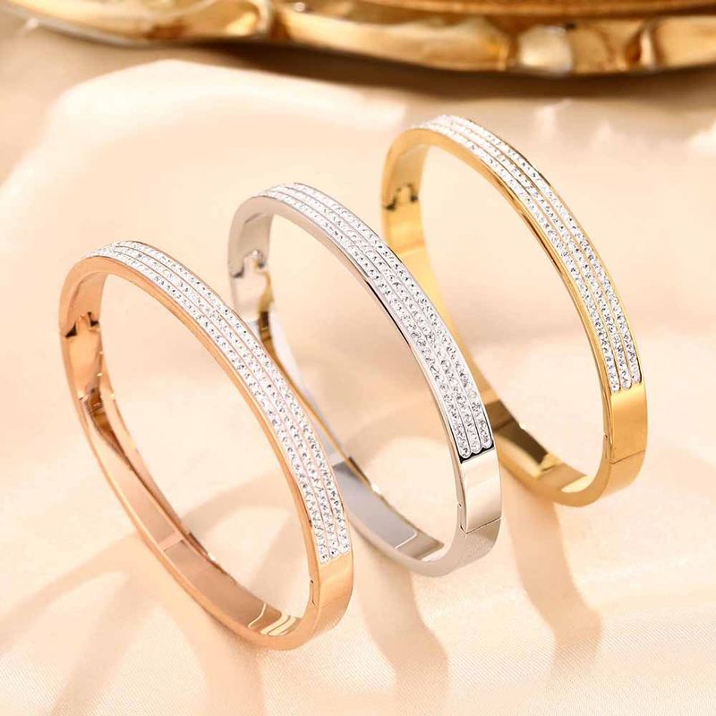Light Luxury Fashionable Titanium Steel Bracelet Set In Three Rows For Women, With High-end Feel And A Starry Sky That_voghion.com