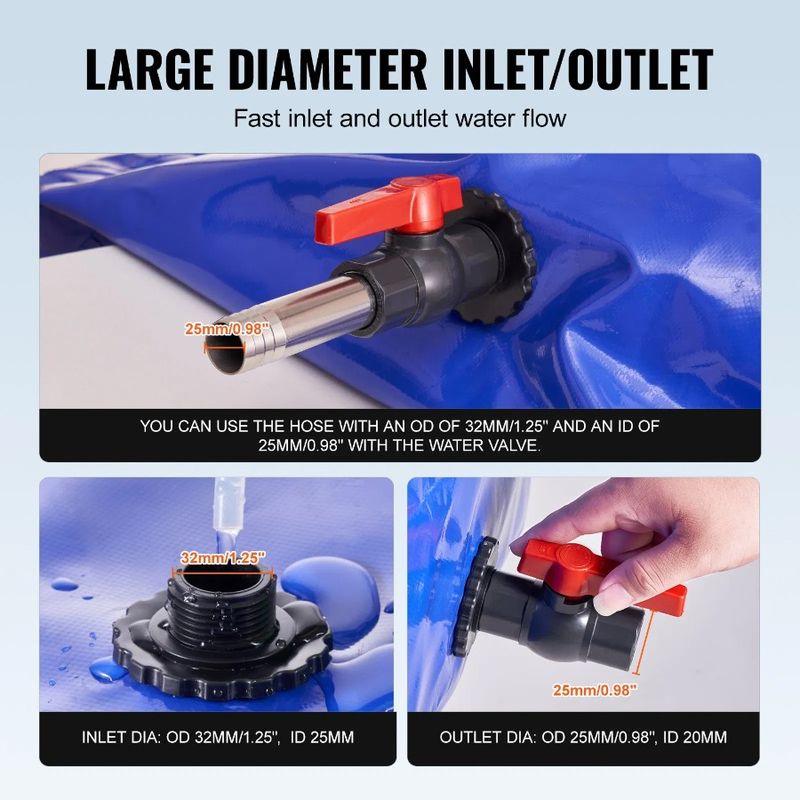 Serbatoio di stoccaggio pieghevole blu da 1000 litri, capacità 1000 litri, grande, morbido, per acqua, gallone, 264 litri, in PVC, per camper_voghion.com