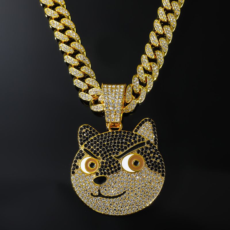 New HipHop Exaggerated 3D Dog Pendant Cuban Necklace Personalized Trendy Punk Cool Neck Chain Accessory_voghion.com
